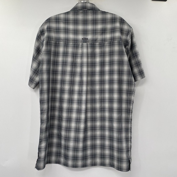 Kuhl Mountain Grown Mens M Gray Plaid Pearl Snap Short Sleeve Button Front Shirt - Picture 3 of 5